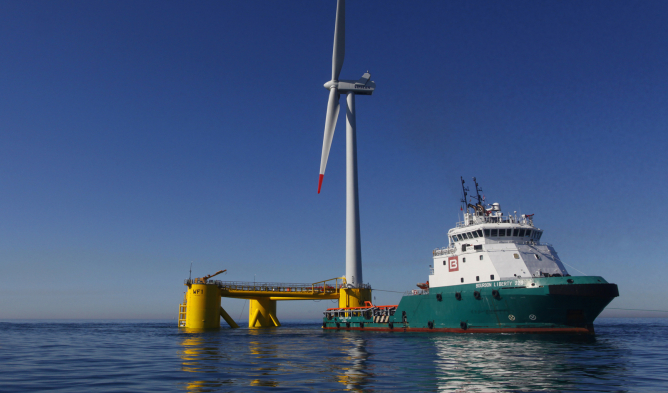 Ingénierie marine et éolien offshore photo bateau et éolienne